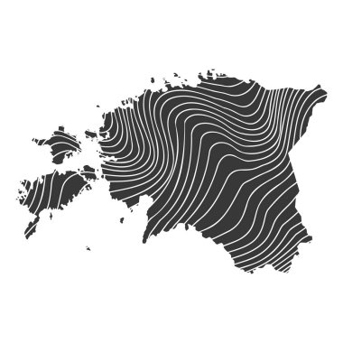Dalga desenli soyut Estonya haritası