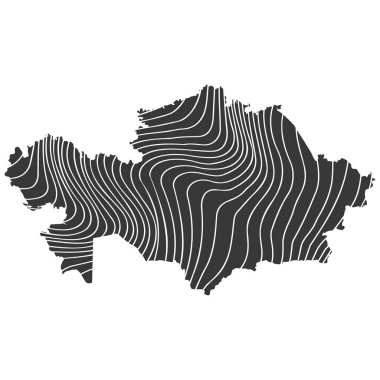 Kazakistan 'ın dalga desenli soyut haritası