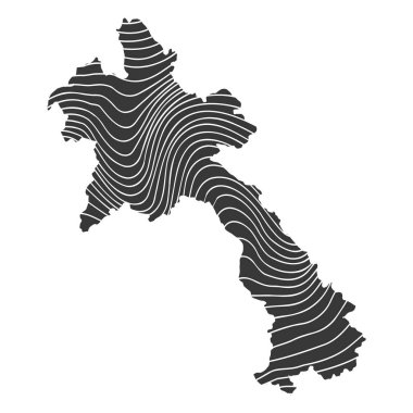 Dalga desenli soyut Laos haritası