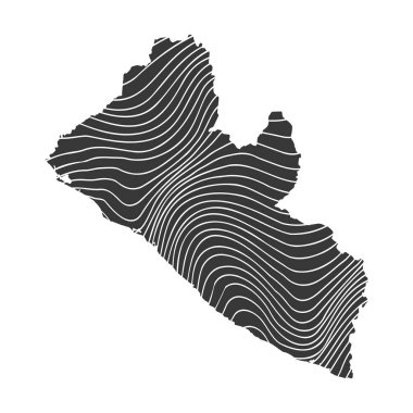 Dalga desenli soyut Liberya haritası