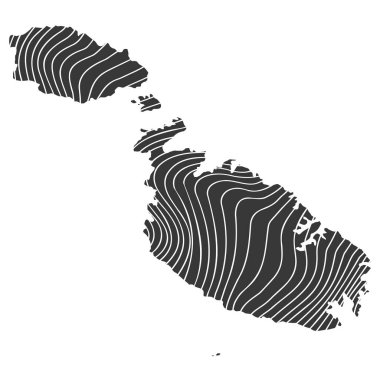 Dalga desenli soyut Malta haritası