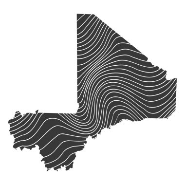 Dalga desenli soyut Mali haritası