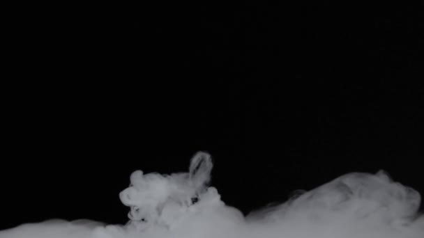 Száraz Jég Árad Ködös Gőzökből Fekete Háttér Lassított Felvétel — Stock videók