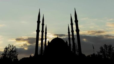 Cami İslam Dini Mimari Şehir, renkli bir gökyüzünün altında