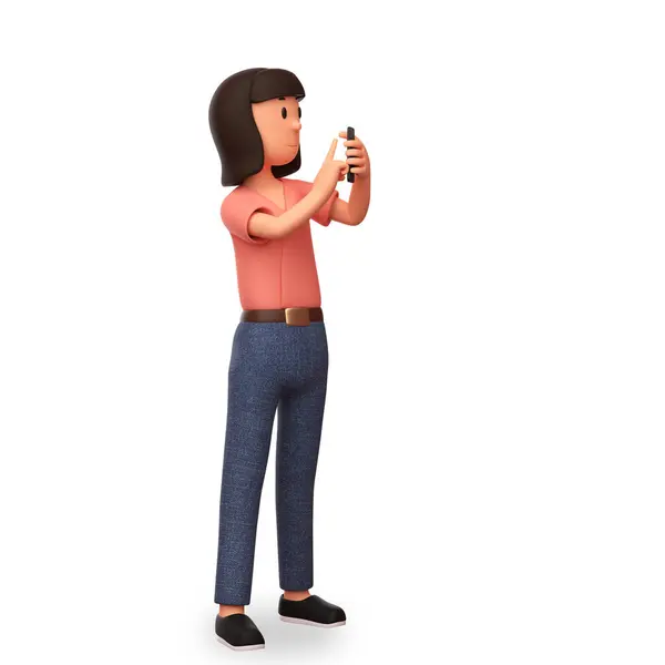Illustration Woman Holding Cellphone While Pointing Something Her Cellphone — Stock Photo, Image