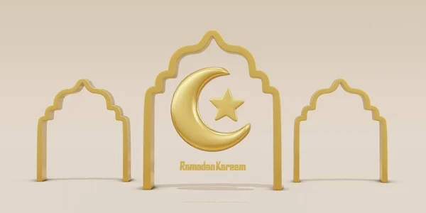 ランタン モスクの装飾でラマダンケアレムのお祝いの3Dイラスト — ストック写真