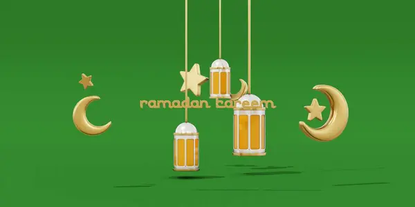 Ilustración Celebración Del Ramadán Kareem Con Linterna Luna Estrellas Adornos —  Fotos de Stock