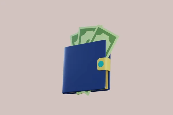 Illustration Wallet Green Money Coin Credit Card Money Saving Icon — Stock Photo, Image