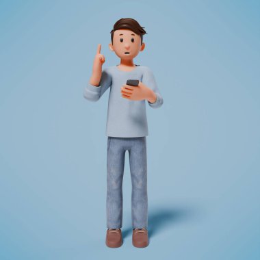 3D karakter bir şeylere işaret ediyor ve bir sürü ilginç jest yapıyor.