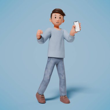 Telefon tutan adamın 3D karakter çizimi