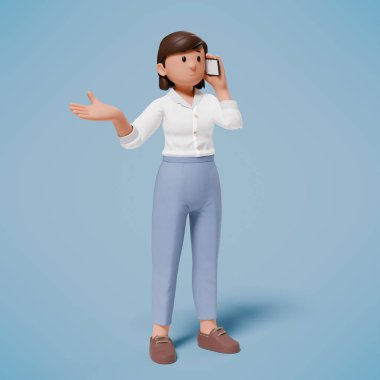 3D karakter bir şeylere işaret ediyor ve bir sürü ilginç jest yapıyor.