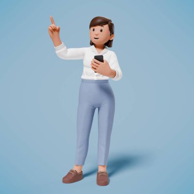 3D karakter bir şeylere işaret ediyor ve bir sürü ilginç jest yapıyor.