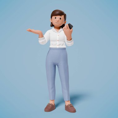 3D karakter bir şeylere işaret ediyor ve bir sürü ilginç jest yapıyor.