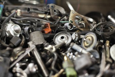 Mekanik Garaj Çöplüğü Otomobil Parçaları Tam Çerçeve Arkaplanı 