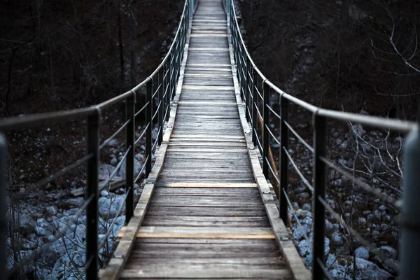 Wooden Suspended Bridge Vanishing Point Perspective