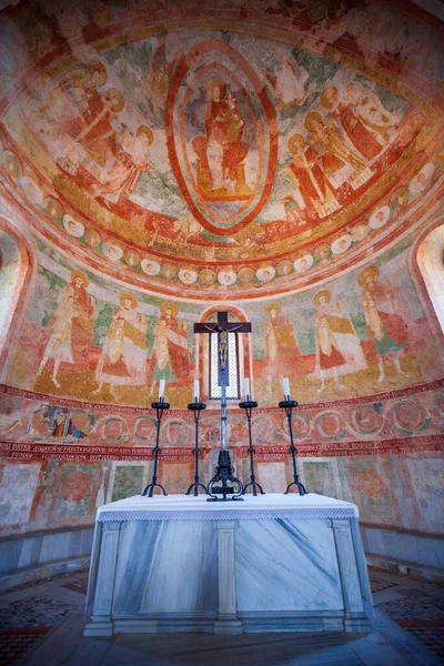Apse Altar Com Belo Fresco Atrás Basílica Aquileia Friuli Venezia — Fotografia de Stock