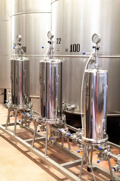 Stainless Steel Reservoirs for Wine at Modern Winery
