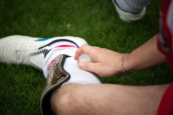 Leg Foot Sport Injury Close Soccer Football — Stock Photo, Image