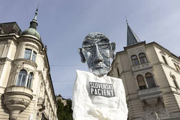 Liubliana Eslovenia Mayo 2021 Protesta Política Contra Parlamento Esloveno —  Fotos de Stock