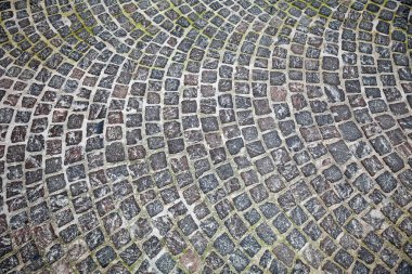 Macerata İtalya 'da granit küp desenli fotoğraf ile yapılmış yol