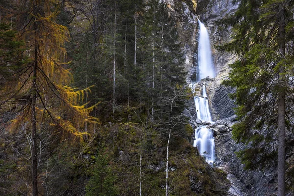 Alpine Waterfall in European Alps - Martuljek Falls, Julian Alps Slovenia
