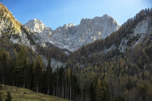 Martuljek Mountain Range Panorama Julian Alpokban Szlovénia Ősszel — Stock Fotó