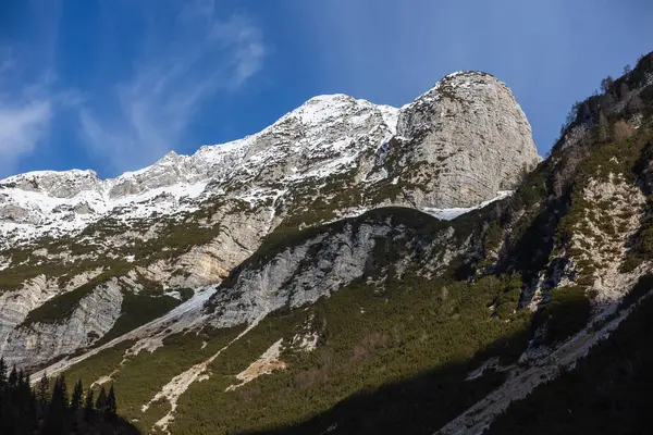 Beautifully Snow Capped Mount Velika Baba Winter Julian Alps Slovenia — Stock Fotó