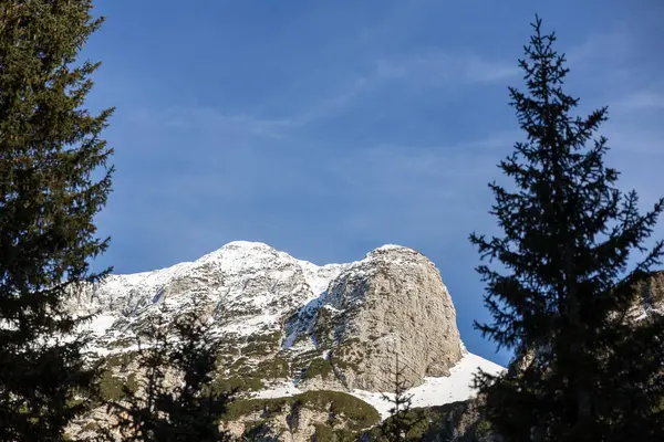 Beautifully Snow Capped Mount Velika Baba Winter Julian Alps Slovenia — Stock Fotó