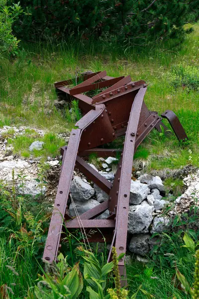 World War One Rusty Remains in Mali Lepoc near Lake Krn in Triglav National Park, Slovenia.
