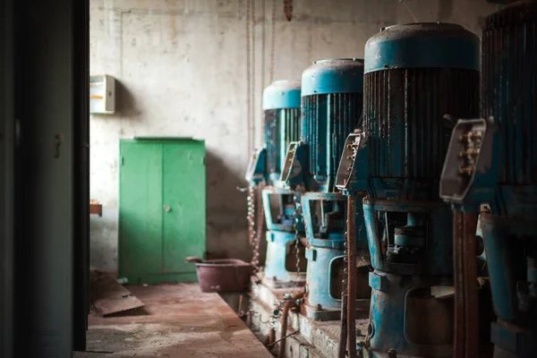 Abandoned Old Electric Pump Generators Industrial Vintage Scene Background
