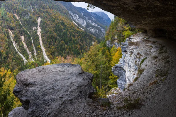 The Breathtaking Alpine Trail Trough valley of Vrata in Slovene Julian Alps leading to the Pericnik Falls