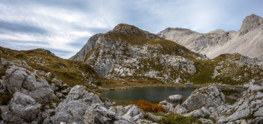 Panorama of The Third Lake of Mount Krn is the Lake in Luznica - Triglav national park of Slovenia clipart
