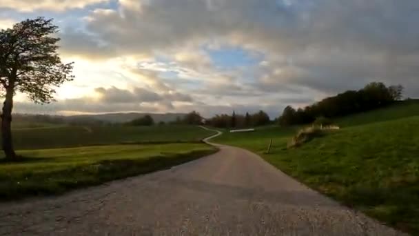 Vacker Ride Camera Car Landsbygden Julian Alps Vid Solnedgången Stillhet — Stockvideo