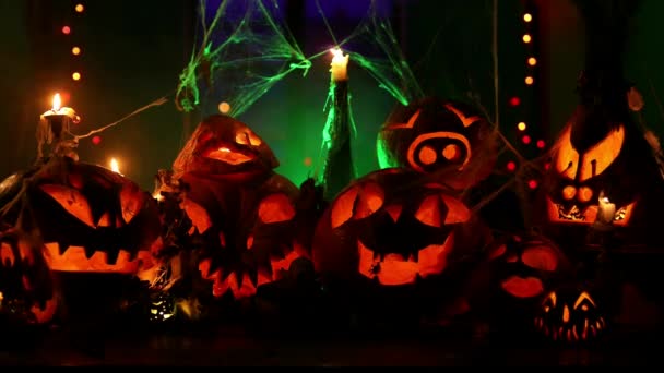 Halloween Jack Lanternes Sculptées Partir Citrouilles Fond — Video