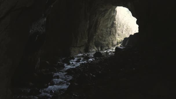 Река Исчезает Известняковом Подземелье Сифон Реки Рак Пещере Бобров Раков — стоковое видео