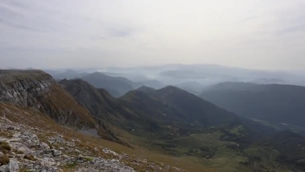 Panoramautsikt Från Berget Krn Julian Alperna Slovenien Med Sin Mountain — Stockvideo