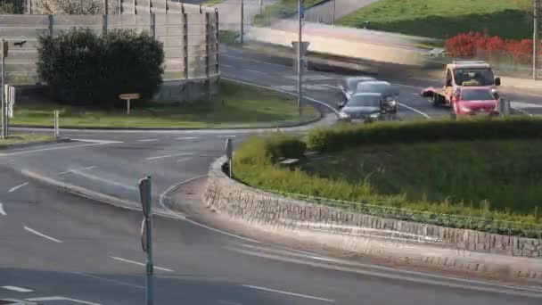 Tidsförskjutning Morgontrafiken Rondell Nova Gorica Slovenien — Stockvideo