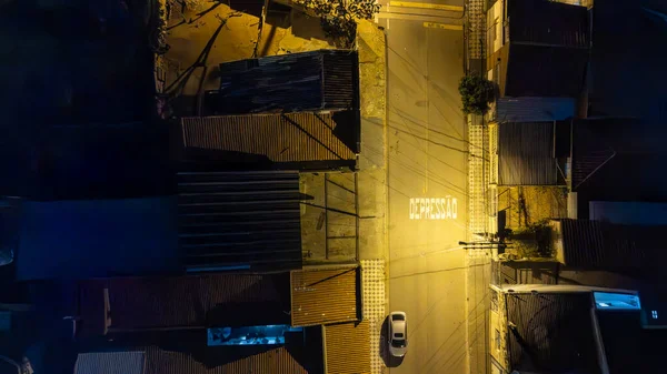 Depressao, Buhran, Rua Vazia, Noite escura, Vista bölgesi por drone
