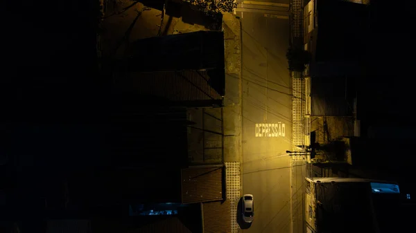 Depressao, Buhran, Rua Vazia, Noite escura, Vista bölgesi por drone