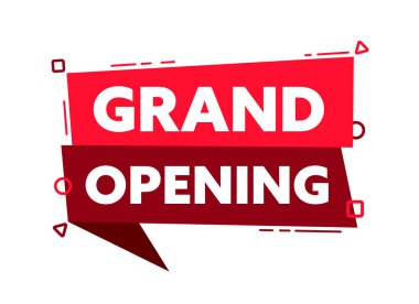 Büyük açılış kırmızı etiketli konuşma balonu. Vektör illüstrasyonu