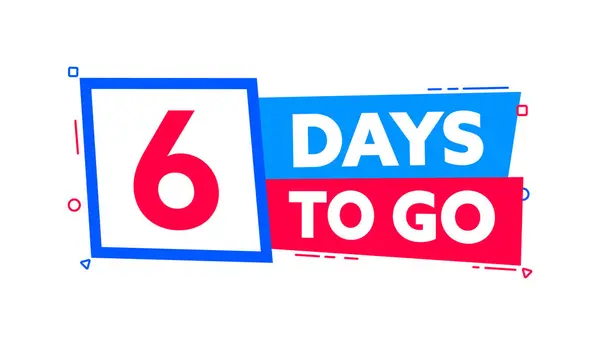 6 gün kaldı. Geri sayım zamanlayıcısı. Geri sayım sol gün pankartı. Satış ya da terfi zamanlayıcısı, çalar saat. Vektör illüstrasyonu