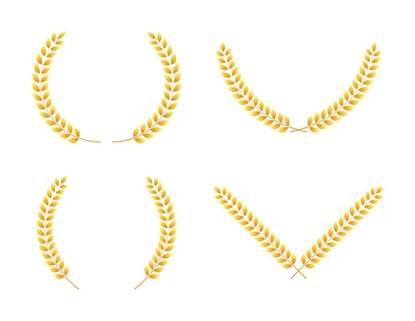 Altın ödüllü defne çerçeveli çelenk. Kazanan ödül seti. Vektör illüstrasyonu