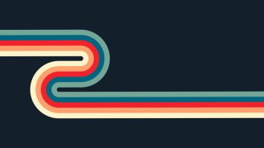 Retro 1970 'ler Soyut Vektör Arkaplanı, Renkli Geometrik Şekiller ve Çizgiler, Vintage 70' ler Destern Design, Minimalist Sanatçı.