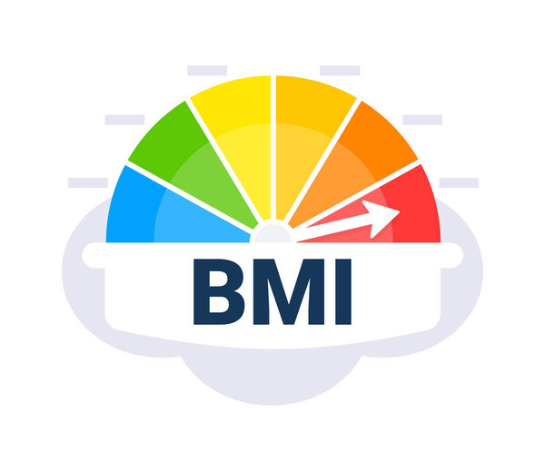 Body Mass Index BMI Measurement Indicator Vector Illustration with Color Coded Health Zones.
