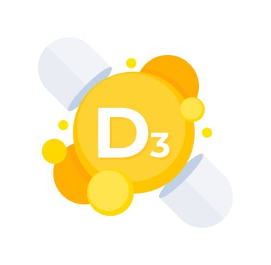 Sağlık ve beslenme farkındalığı için D3 vitamini takviyelerinin vektör ilülasyonu.