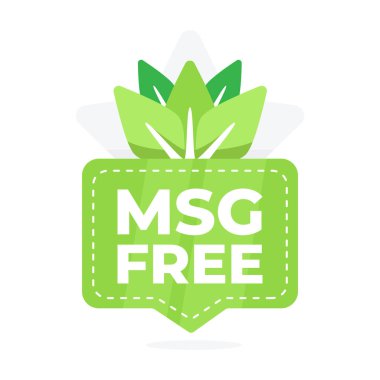 Yaprak tasarımlı rozet ürünün monosodyum glutamat içermediğini doğruluyor..