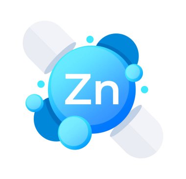 Bilimsel ve besleyici grafikler için parlak mavi kürelerle çinko Zn mineral gösterimi.