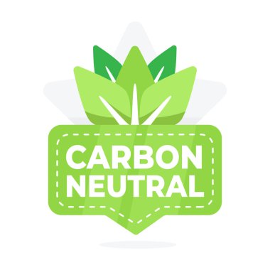 Karbon nötr amblemi. Yaprak desenli. Karbon ayak izini azaltma kararlılığını temsil ediyor..