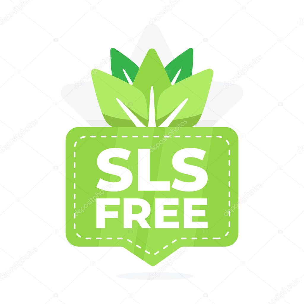 SLS Free Assurance Tag with a Fresh Green Leaf Icon for Gentle Product Lines.