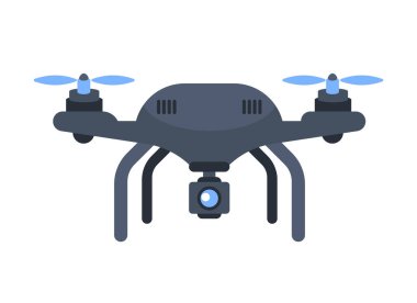 Video kameralı İHA. Quadcopter Hava Aracı. Vektör illüstrasyonu.